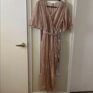 Dolan Blush Velvet Jumpsuit
